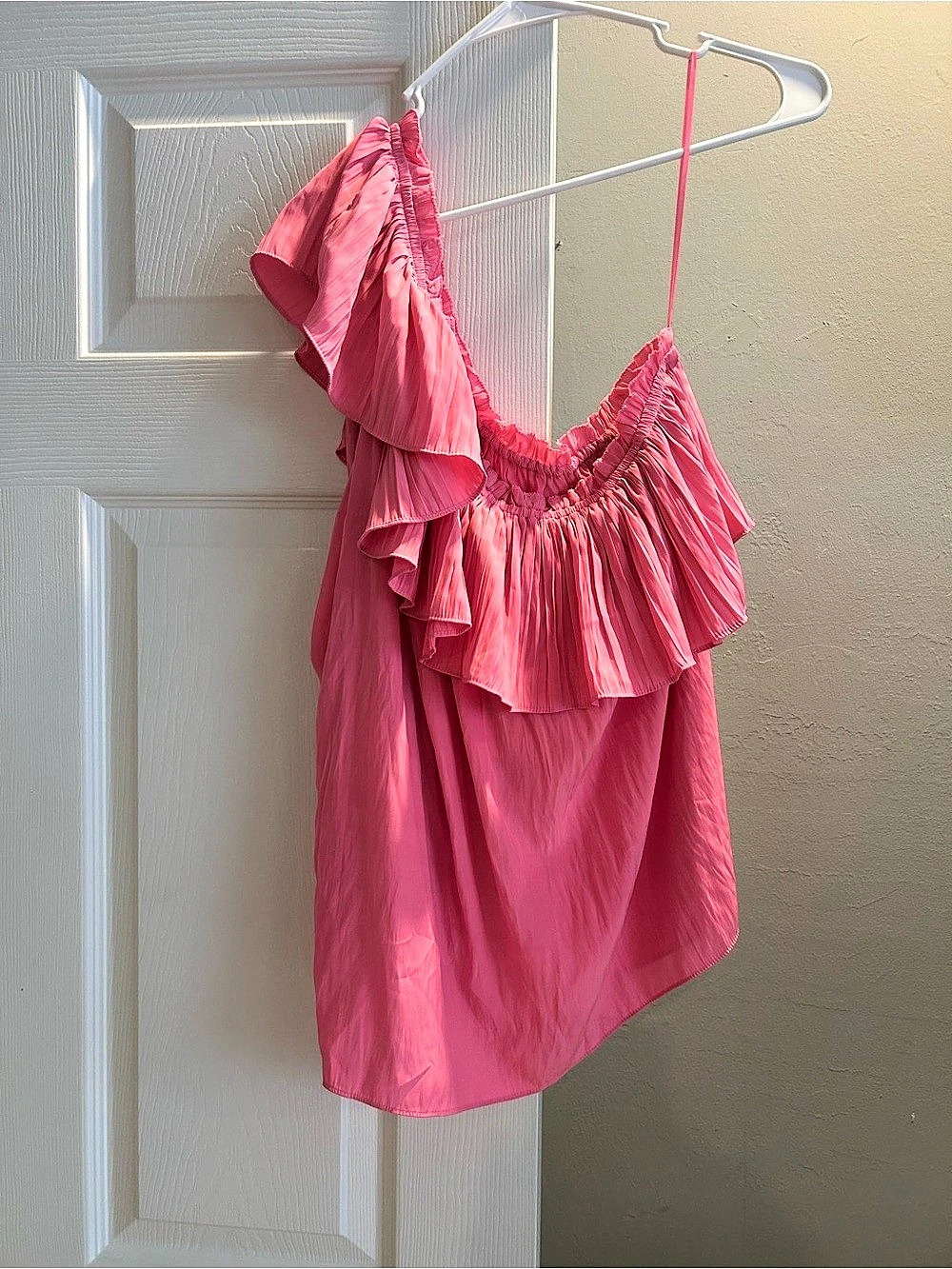 NWT Ramy Brook Ramy Brook Rose One-Shoulder Ruffle Pleated Top - Picture 4 of 9